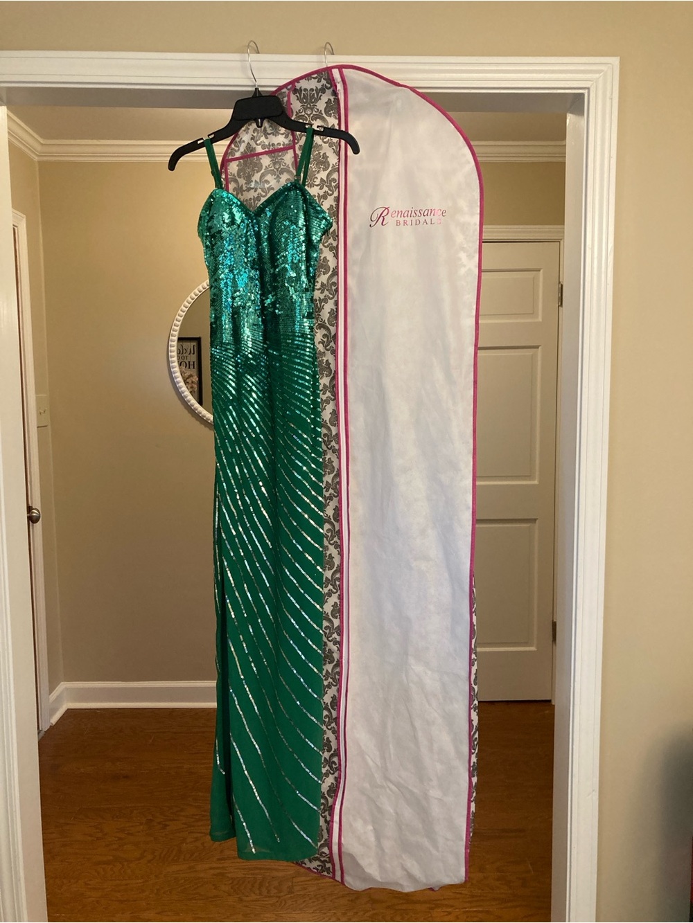 Renaissance Bridal Green Dress + Dress Bag